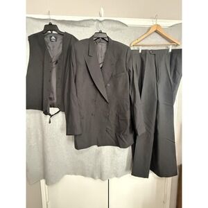 Stafford Suit Mens 48XL 44x35 Gray Wool 3 Piece Double Breasted Vest Big Tall